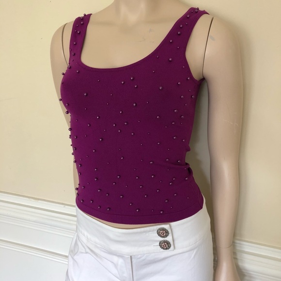 NWOT Silk Pearl Exquisite vert rouge stretch Top - Picture 3 of 6